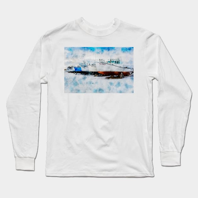 North Rustico Fishing Boats PEI 3 Long Sleeve T-Shirt by Robert Alsop